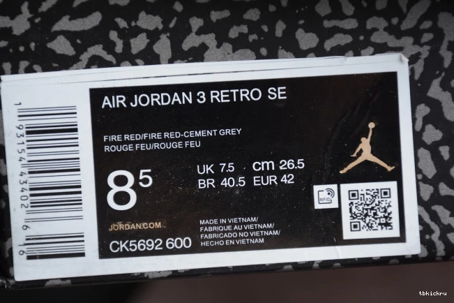 Rep TBkick 3 CK5692-600 Cement Air Red Jordan 0808